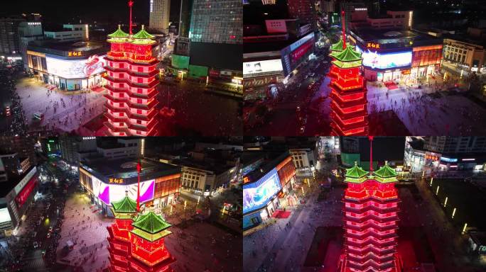 4K航拍郑州二七纪念塔夜景