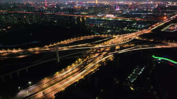 4K航拍郑州城市夜景