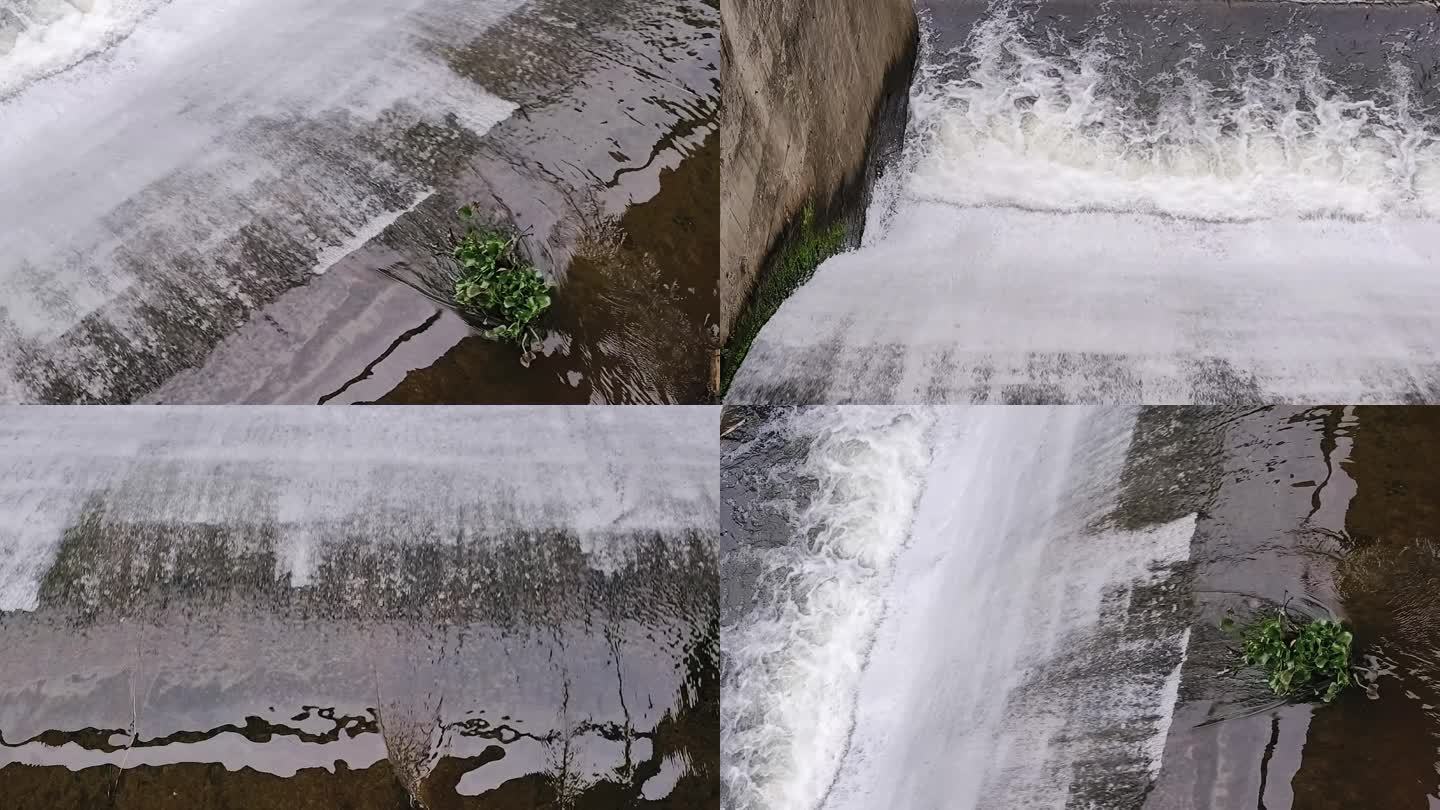 山水生态堰坝农村坝首清水流走水坝溪流水花