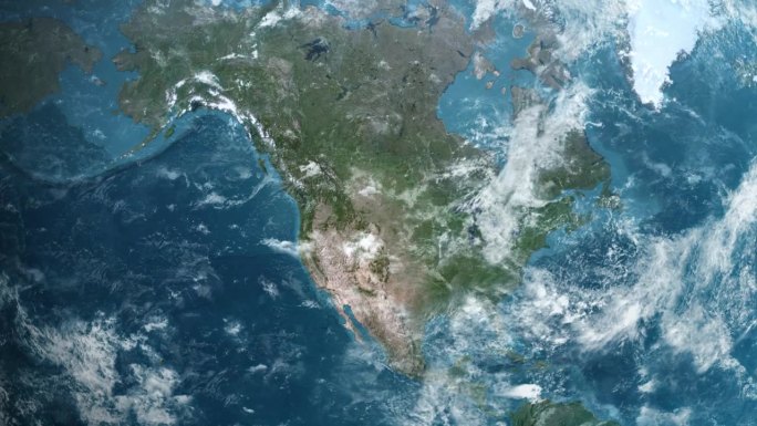 从地球上放大美国蒙大拿州。美利坚合众国的卫星图像。电影世界地图动画从外太空到领土。美国的概念，亮点，