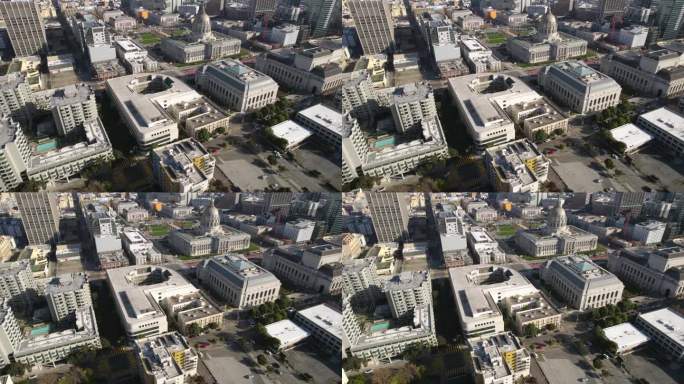 美国旧金山市中心，鸟瞰图，市政厅，赫布斯特剧院和公用事业委员会，加州大厦