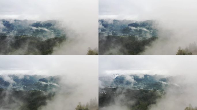 大自然的鬼斧神工，山顶云雾缭绕