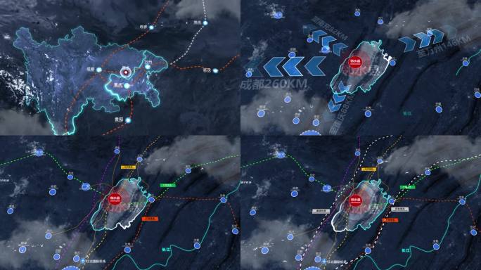 四川广安邻水县区位交通地理地图动画