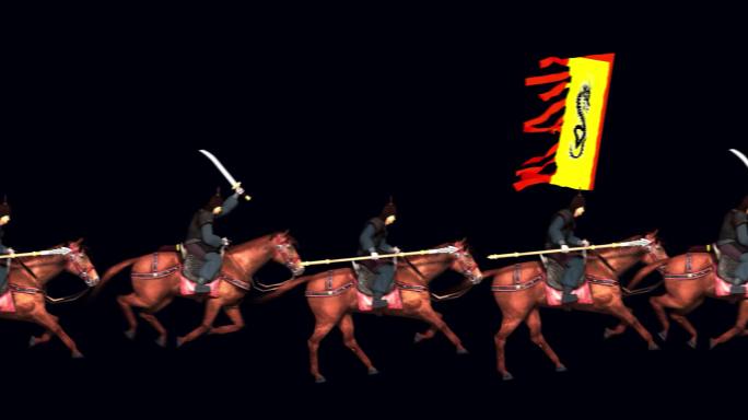 超宽屏三维古代士兵骑兵战斗奔跑动画素材