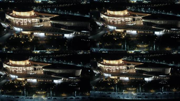 九棵树（上海）艺术中心夜景航拍高清视频