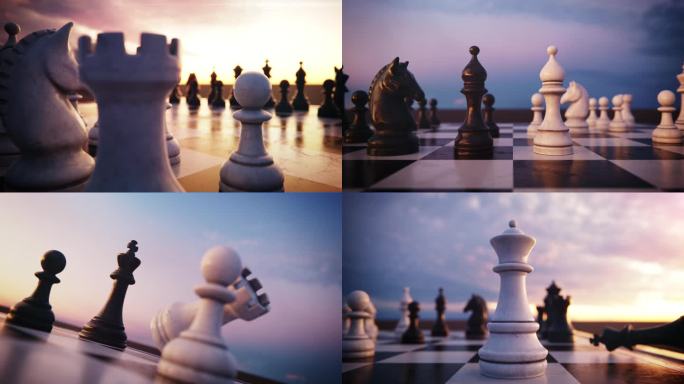 国际象棋完整棋局创意镜头
