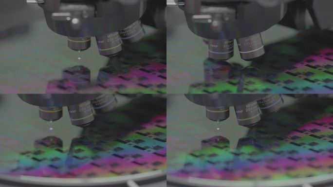 显微镜检查半导体晶圆视频素材