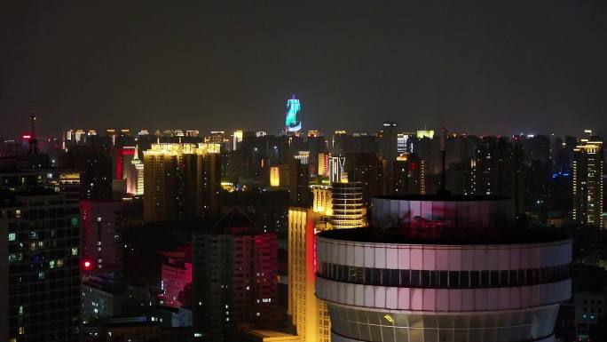 4K航拍郑州城市夜景大玉米