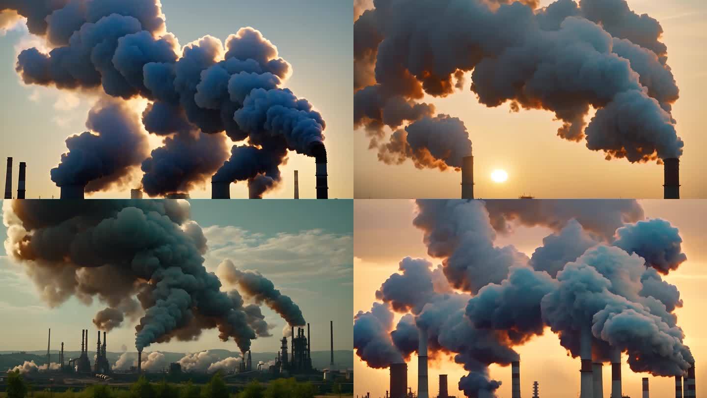 4k大气污染环境污染烟囱污气排放