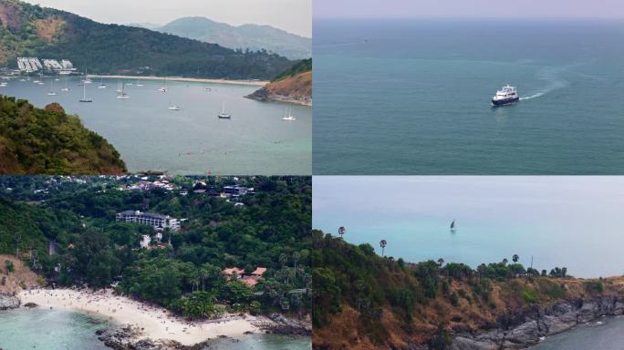 东南亚海岛泰国普吉岛度假街区游船帆船岛屿