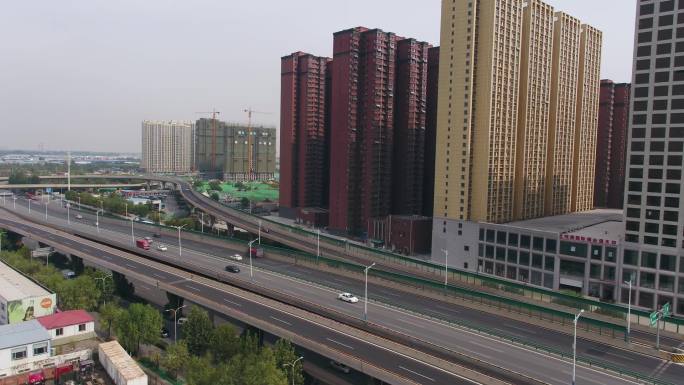 济南实拍城市主路高速公路