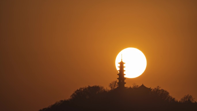 湖州道场山日落延时