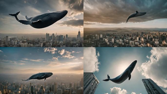 鲲在城市上空鲲鹏4k视频素材