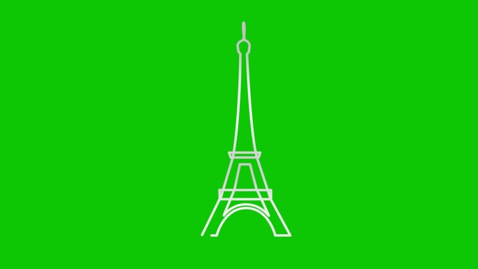 绘制了动画银色埃菲尔铁塔。灰色线形法国标志。毛圈的视频。巴黎的概念，旅行，旅行，建设，旅程。线矢量插
