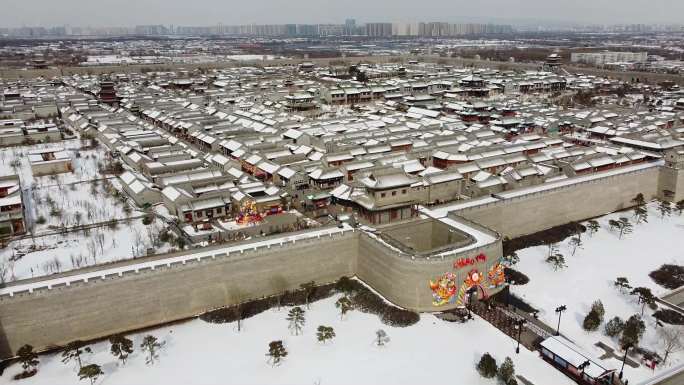 太原古县城雪景2K航拍