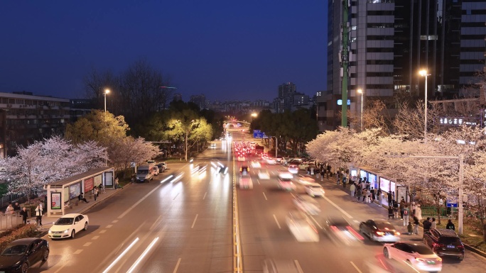 武汉最美公交车站夜景延时