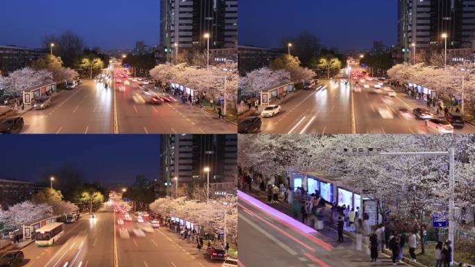 武汉最美公交车站夜景延时