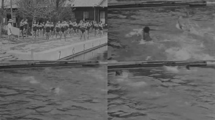 上世纪游泳比赛 游泳 游泳热身