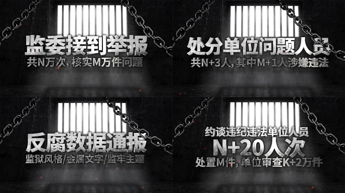 警示教育反腐数据文字展示ae模板