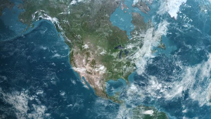 从地球上放大美国内布拉斯加州。美利坚合众国的卫星图像。电影世界地图动画从外太空到领土。美国的概念，亮