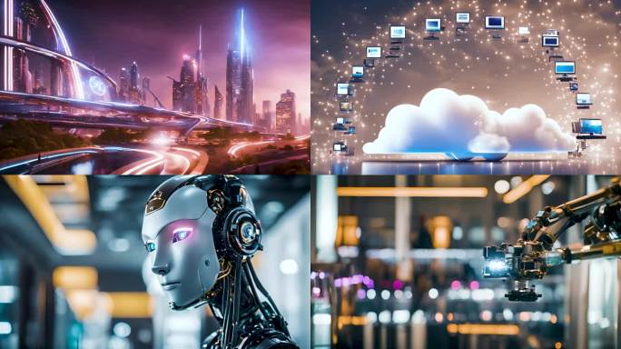 机器人未来科幻城市视频素材