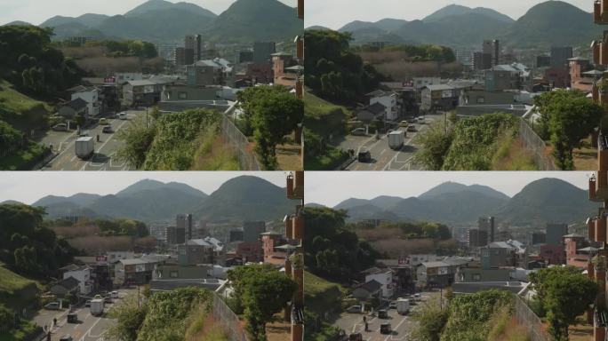 日本九州岛熊本市景和山景，建立拍摄