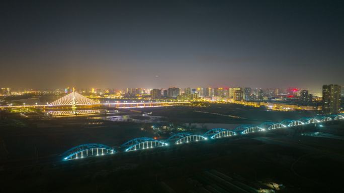 西安咸阳西咸新区城市夜景航拍