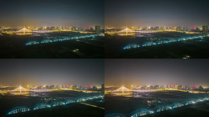 西安咸阳西咸新区城市夜景航拍