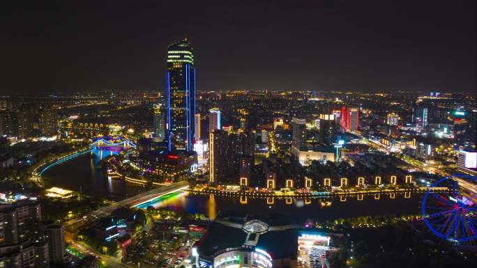 湖州宣传片地标夜景航拍延时