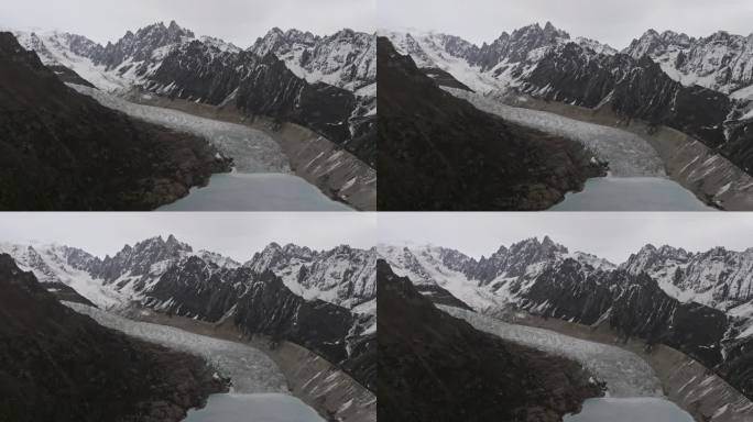 西藏那曲地区布加雪山冰川冰湖高空航拍