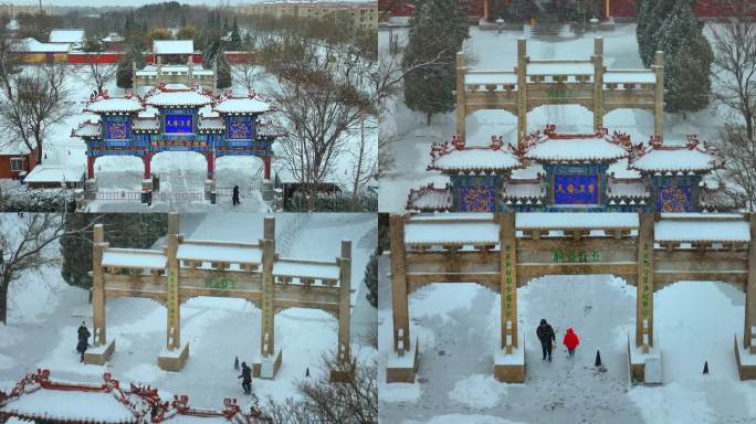 淄博临淄太公祠雪景淄博旅游临淄旅游