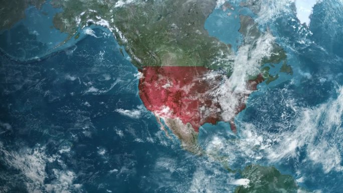 从地球上放大到美国犹他州。美利坚合众国的卫星图像。电影世界地图动画从外太空到领土。美国的概念，亮点，