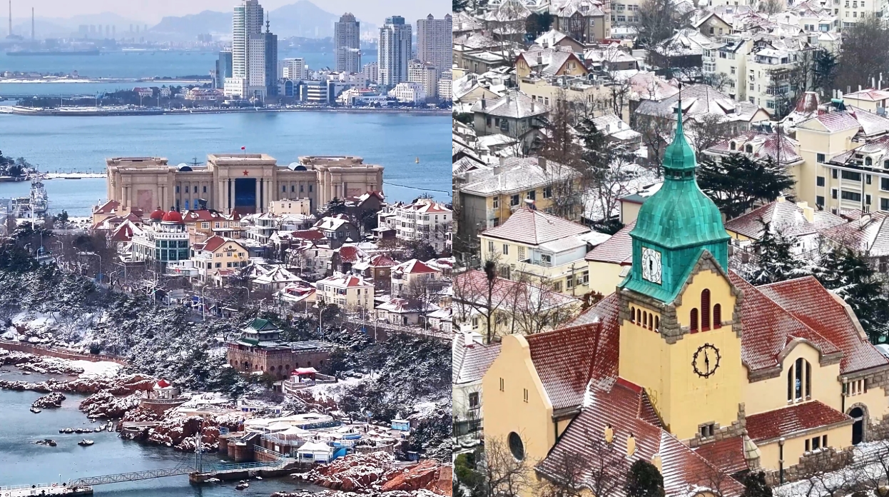 山东青岛旅游冬季雪景宣传片