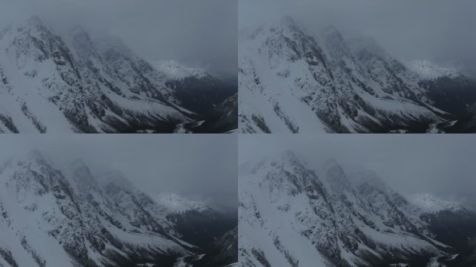 西藏林芝地区墨脱县多雄拉雪山高空航拍