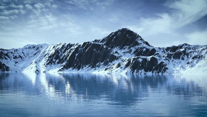 高清雪山湖面高级感唯美穿梭漫游视频