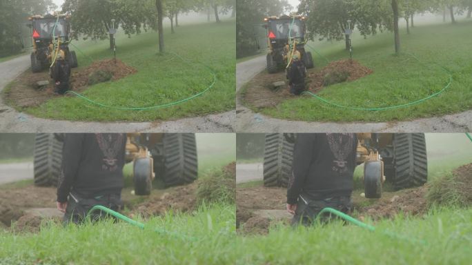 在土壤中铺设光缆的机器
