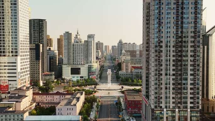 辽宁鞍山市铁东区市府胜利广场航拍