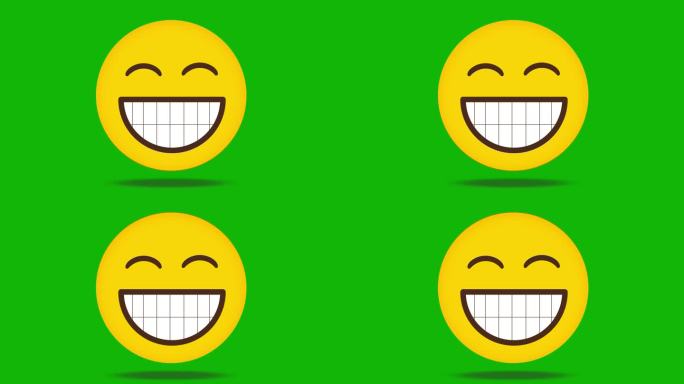 表情符号笑动画图标- 4K动画绿色屏幕背景