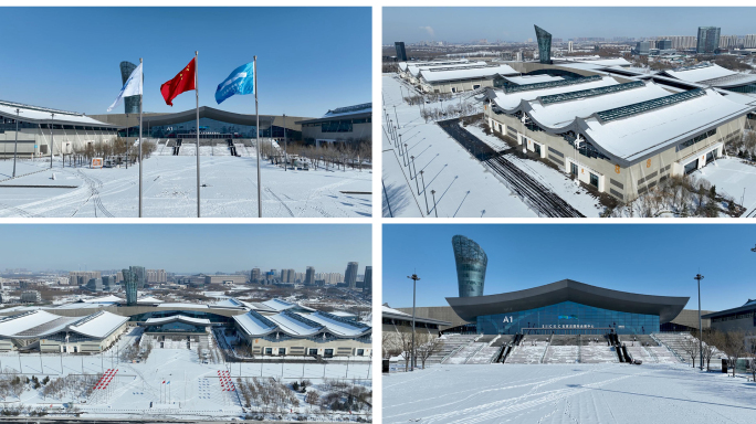 【航拍4K】石家庄国际会展中心雪景