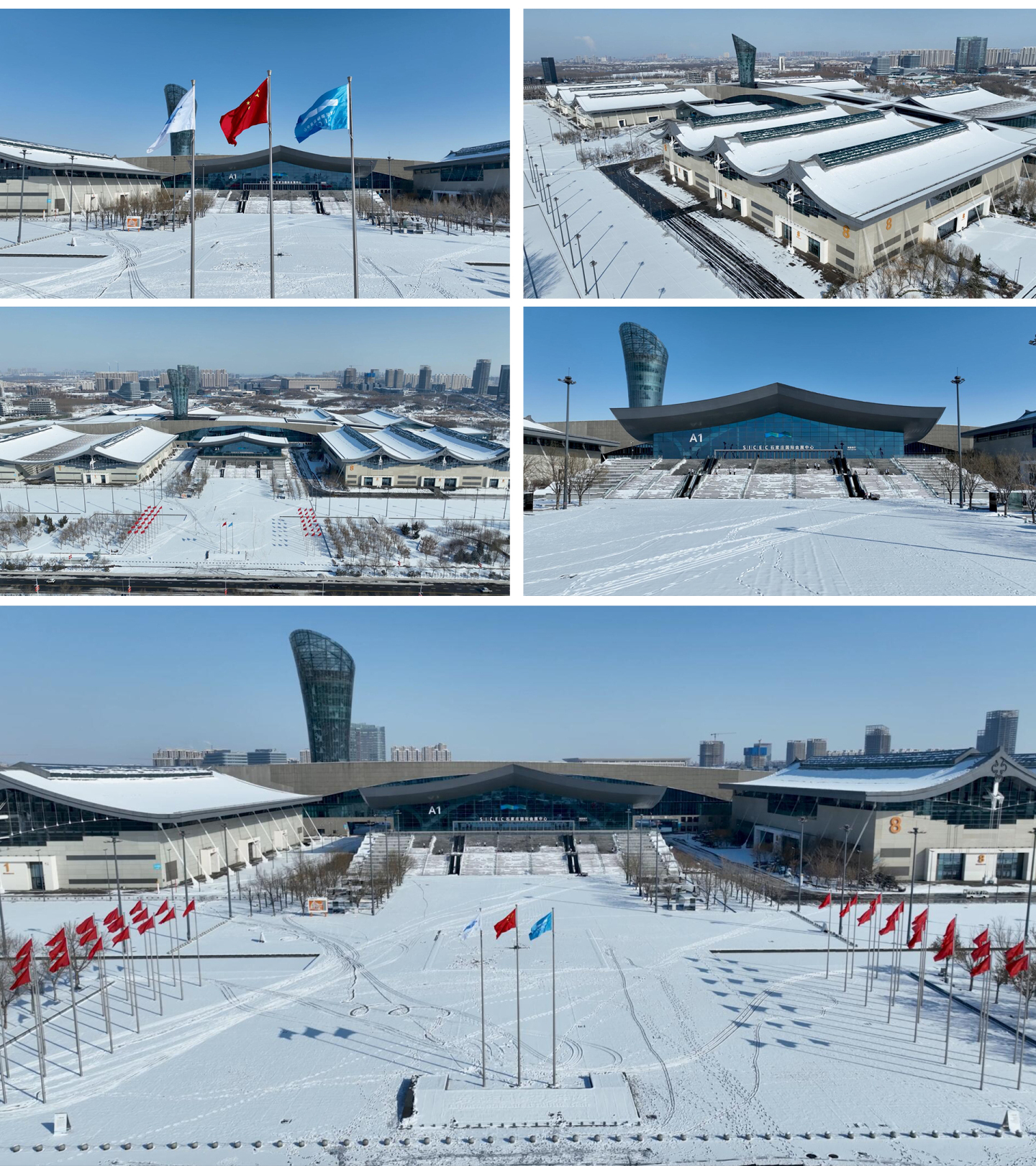 【航拍4K】石家庄国际会展中心雪景