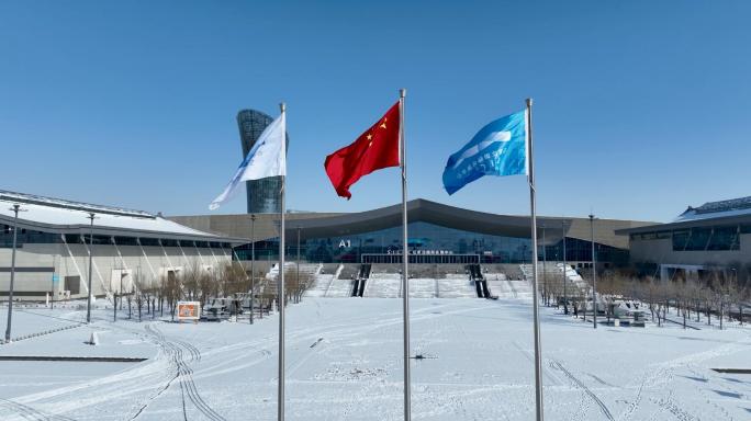 【航拍4K】石家庄国际会展中心雪景