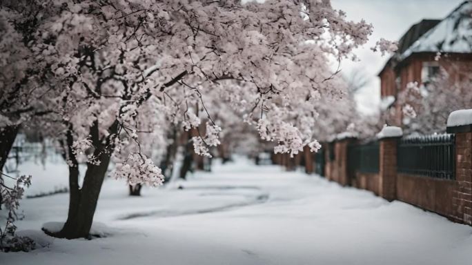 漂亮的冬季雪景，雪梅