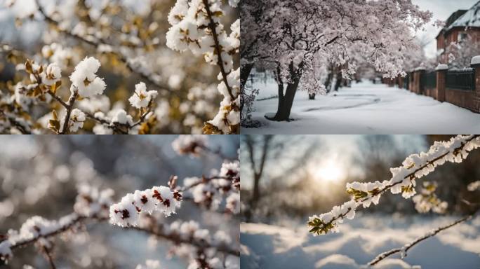 漂亮的冬季雪景，雪梅