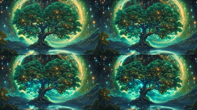 科幻智慧树树木发光