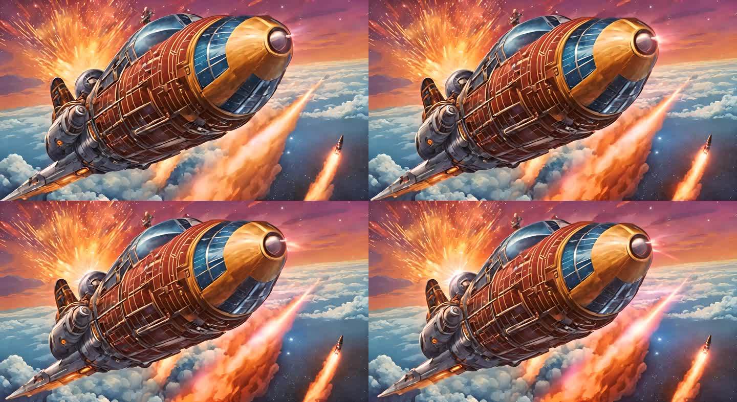 卡通火箭发射动画背景