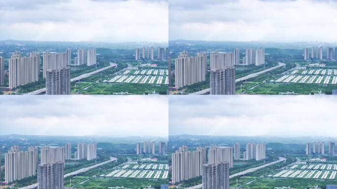 航拍郑州城市郑州西郊高楼城市发展建设