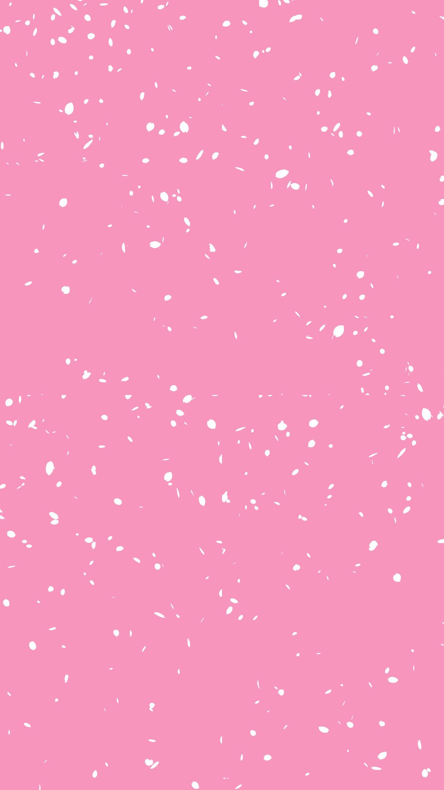 白色剪影樱花暴风雪的循环视频，花瓣从上到下落下(粉色)[垂直视频]