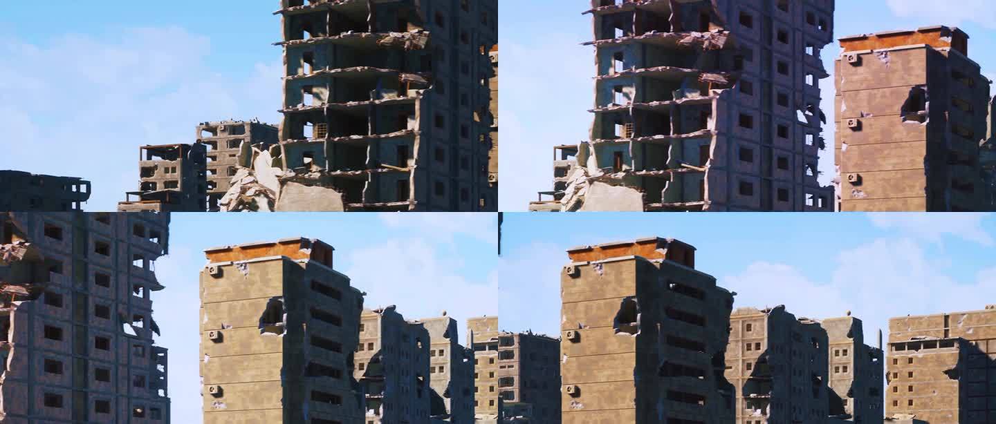 城市废墟-灾后战后塌方破楼