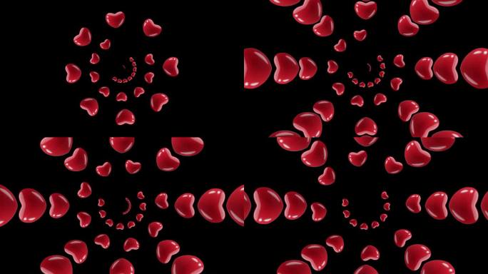 透明背景上的4K红色重复红心动画。社交媒体的情人节元素