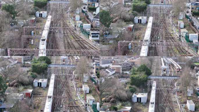 无人机追踪火车在伦敦东部的清福德